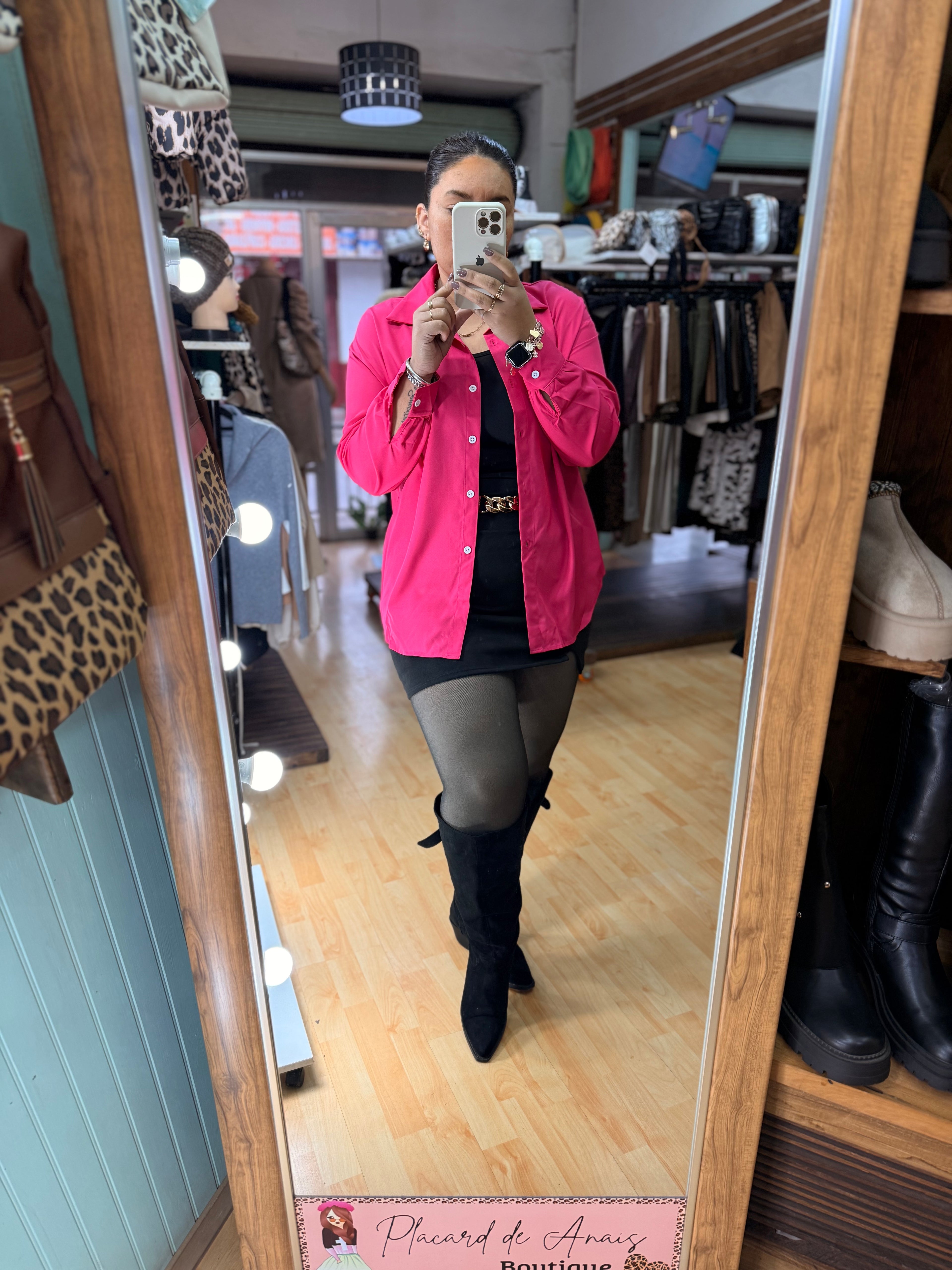 💖 Blusón Camisero Essential Fucsia