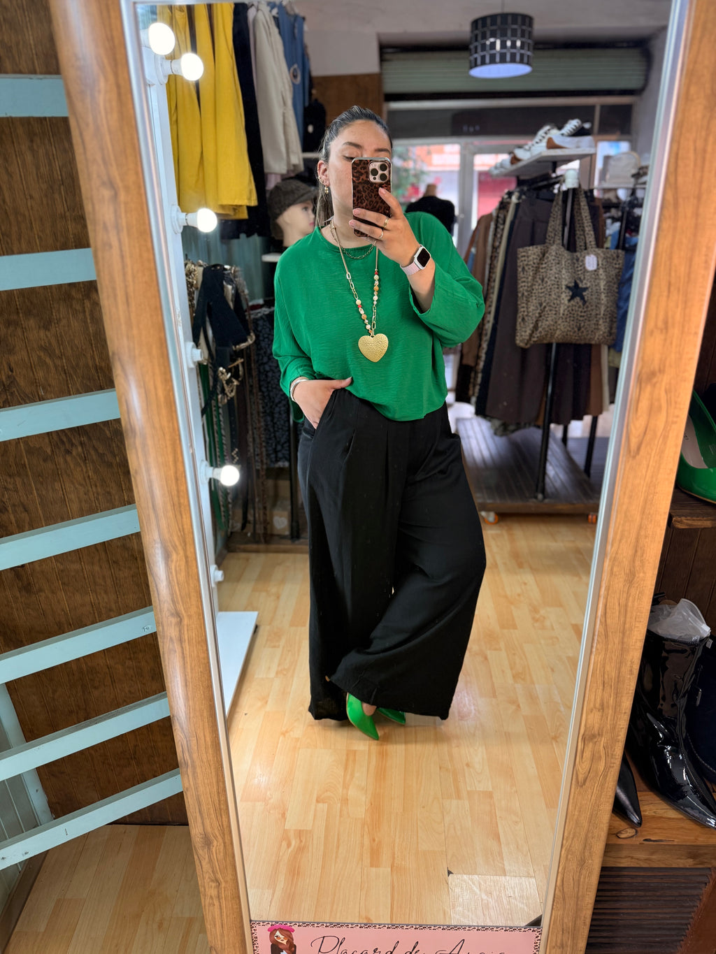 Blusa de textura tipo lino y calce holgado verde 💚
