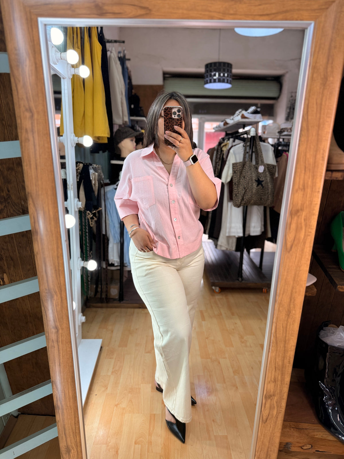 🤍Blusa de lino rosa