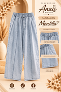 🩵Pantalón de mezclilla wide leg con pretina elasticada