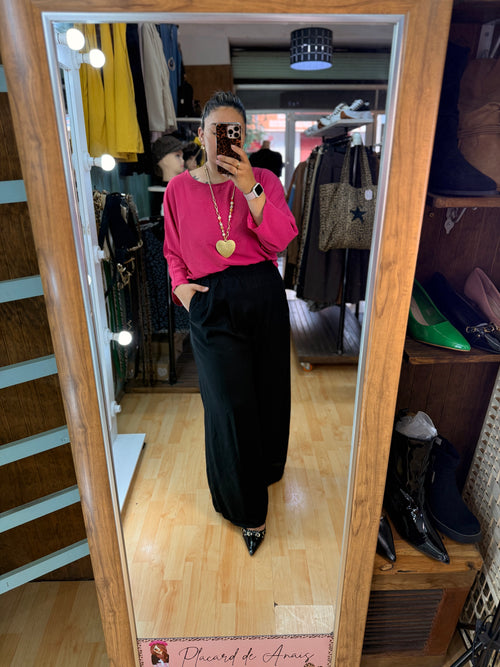 Blusa de textura tipo lino y calce holgado fuccia 💕