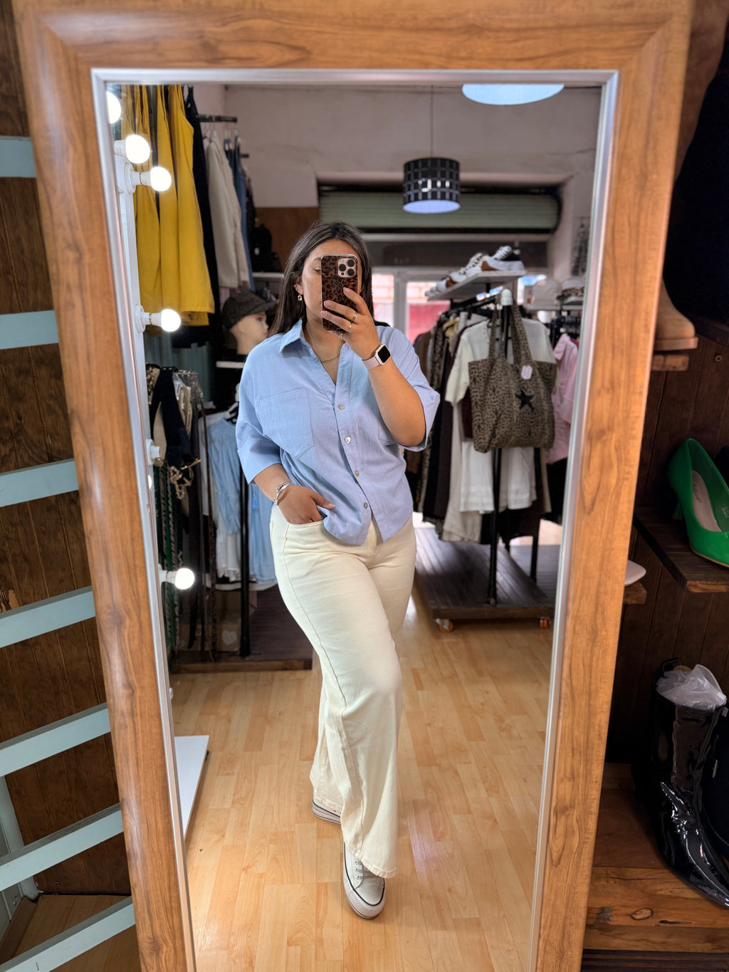 🤍Blusa de lino celeste