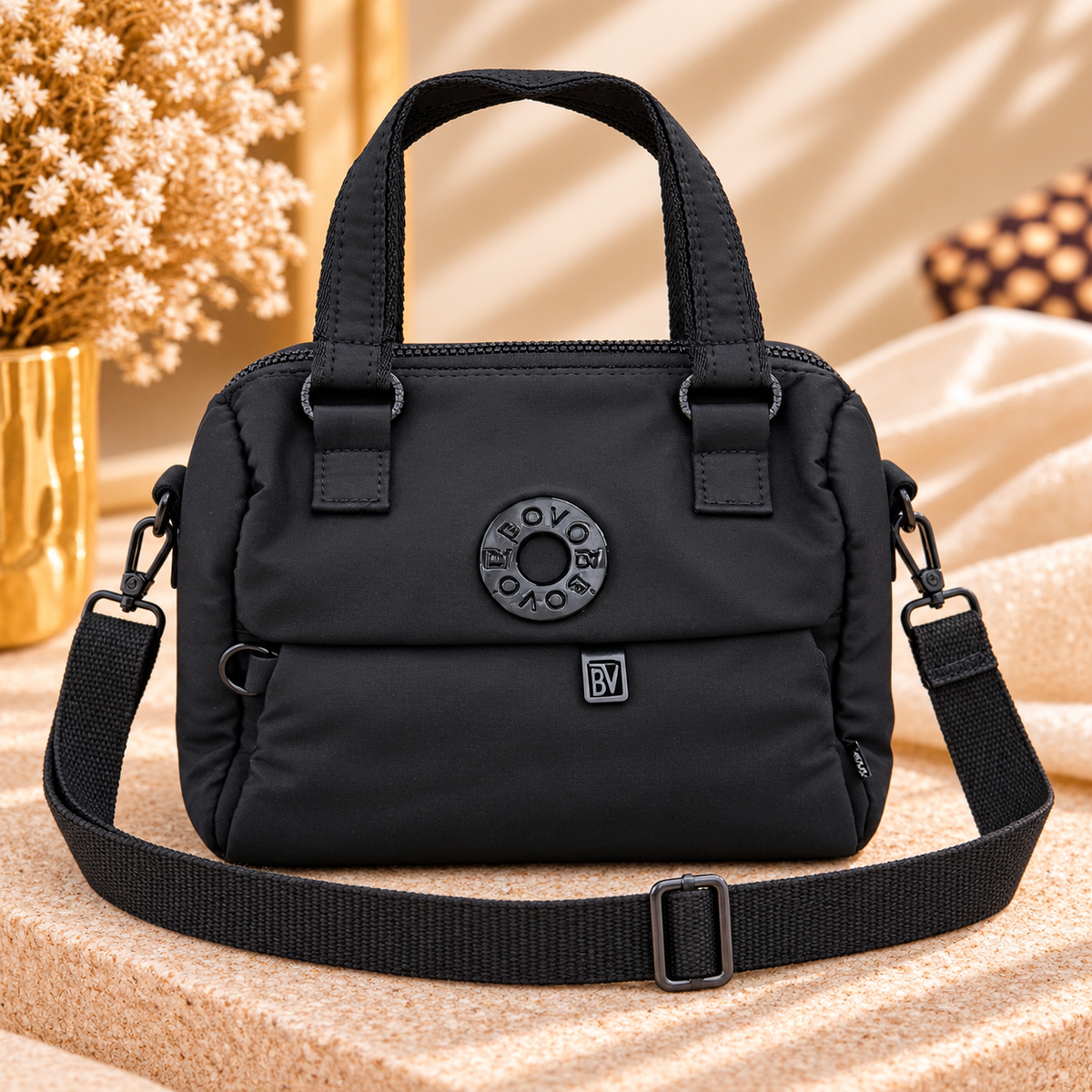 Bolso bandolera negro con doble asa