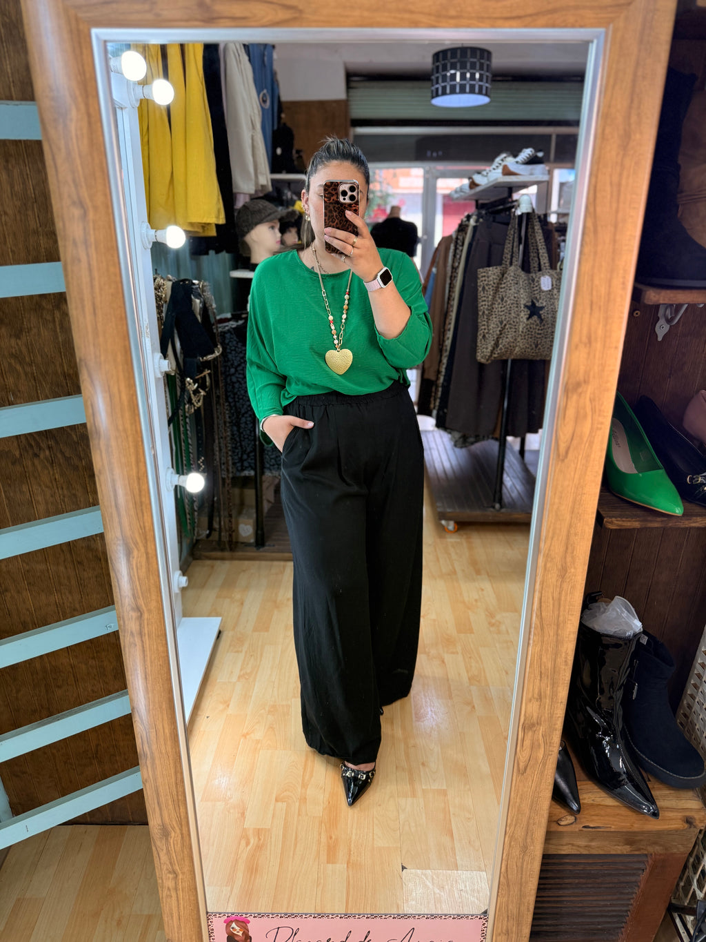 Blusa de textura tipo lino y calce holgado verde 💚