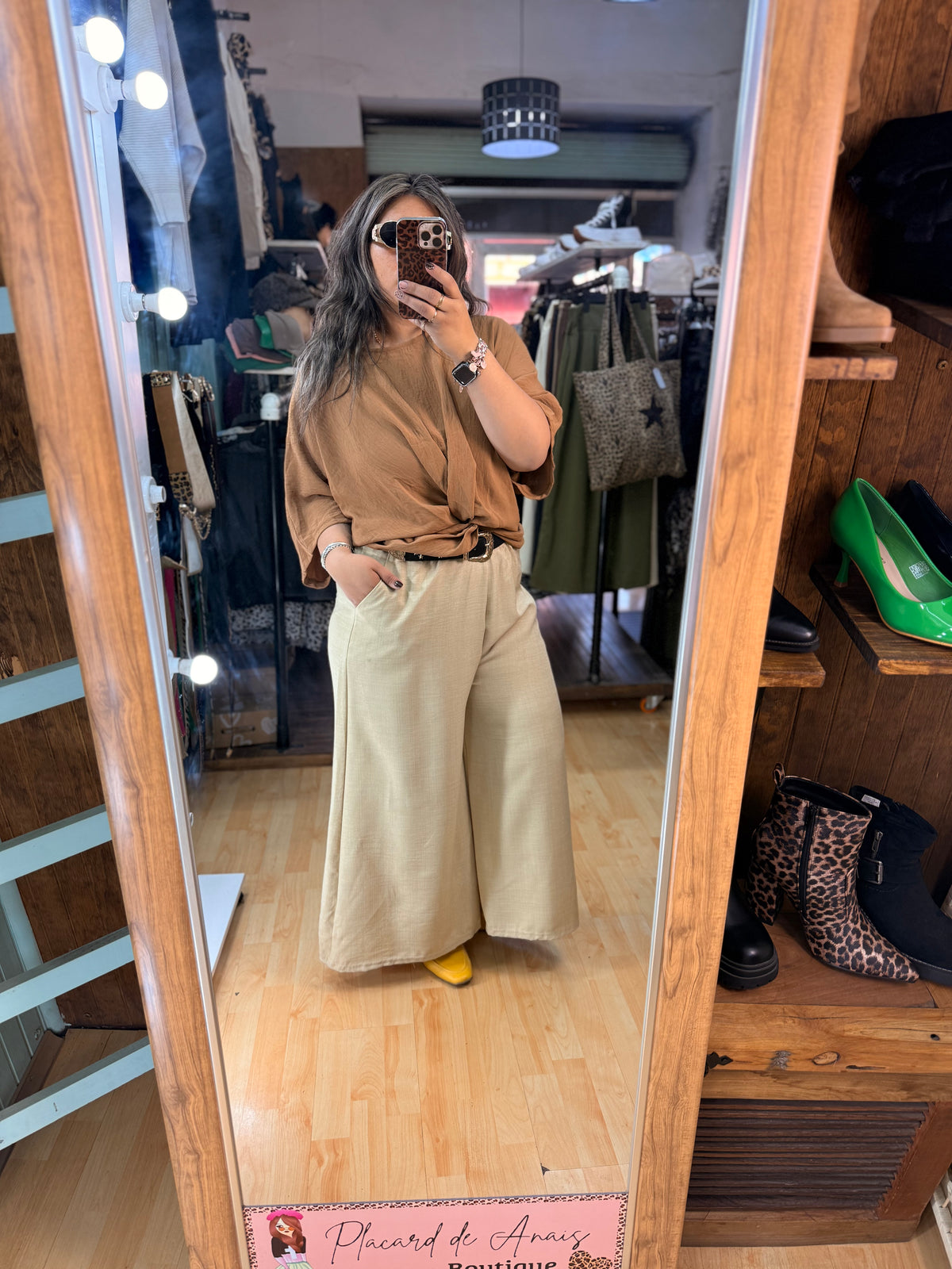 ✨ Pantalón Palazzo Beige – Estilo Lino 🤎