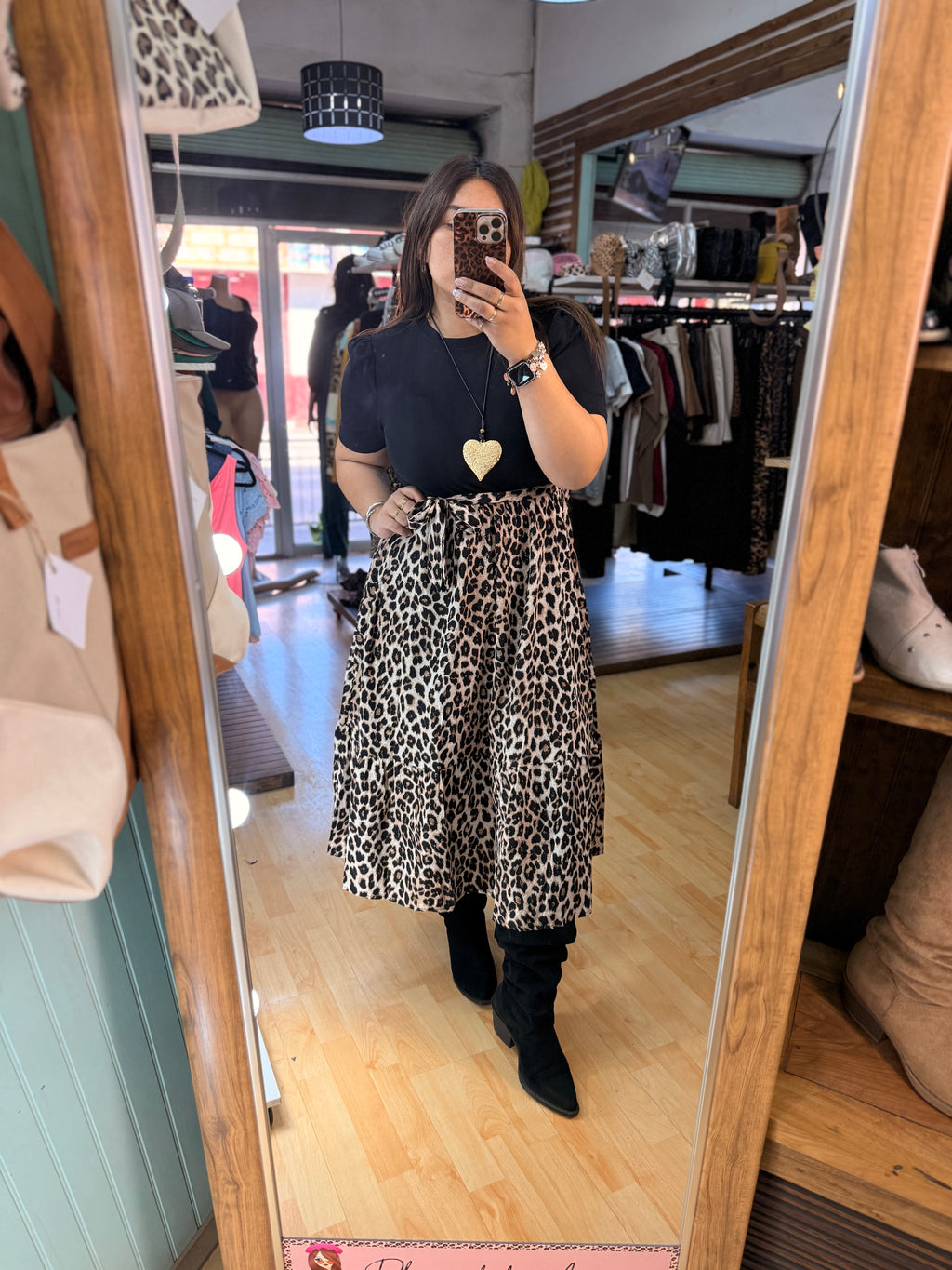 ✨ Vestido Bicolor Animal Print con Lazo