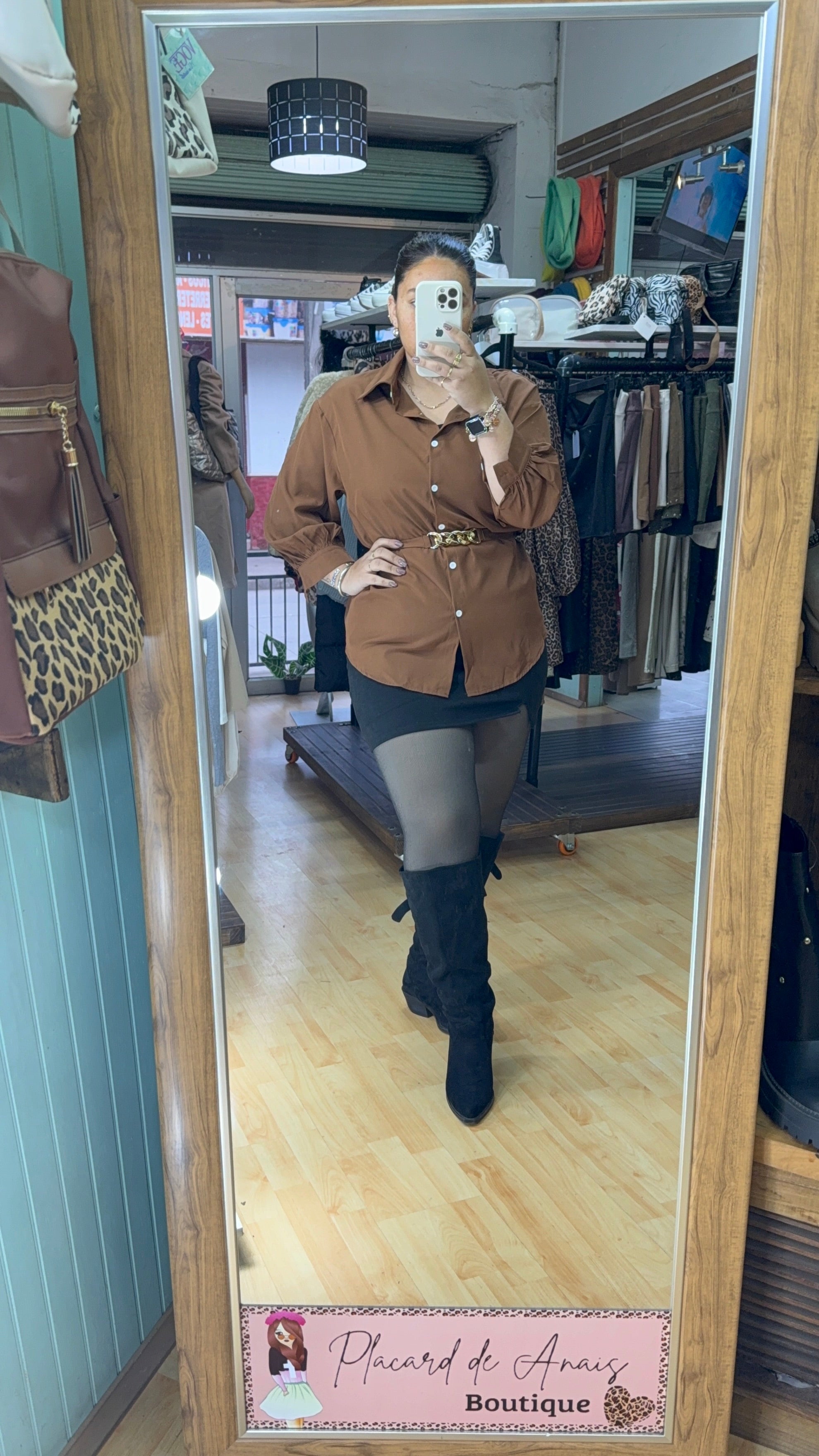 🤎 Blusón Camisero Essential chocolate