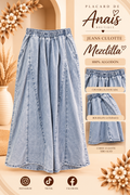 Jeans culotte azul claro con cintura elasticada