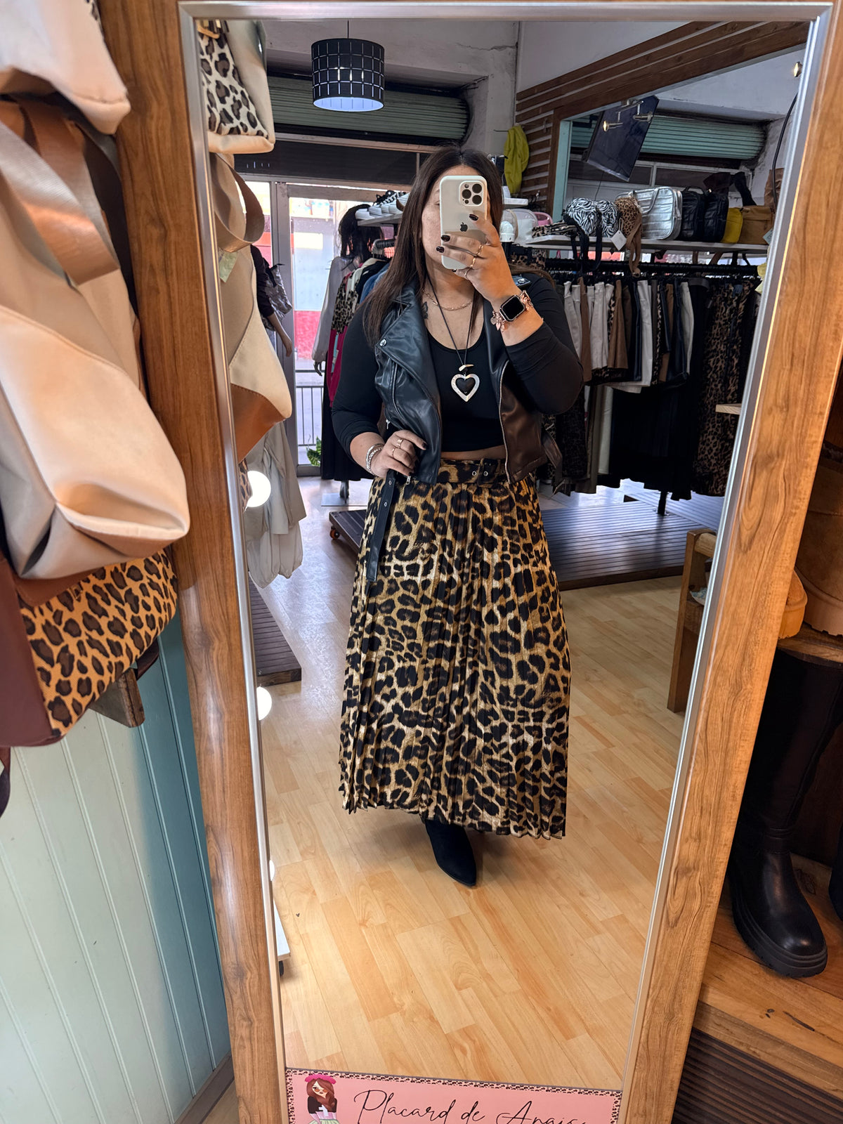 🐆 Falda Midi Plisada Animal Print