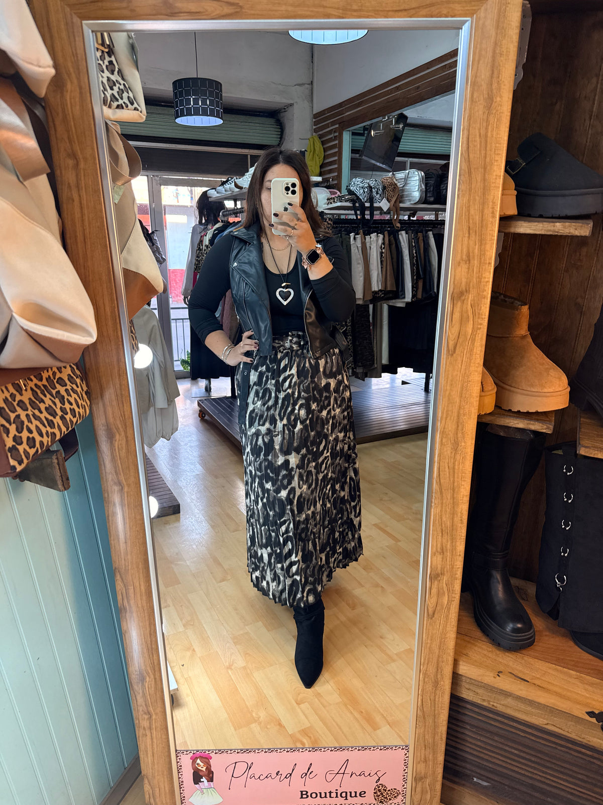 🐆 Falda Midi Plisada Animal Print
