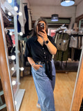 ✨ Blusa de Lino con Amarras – Negra 🖤