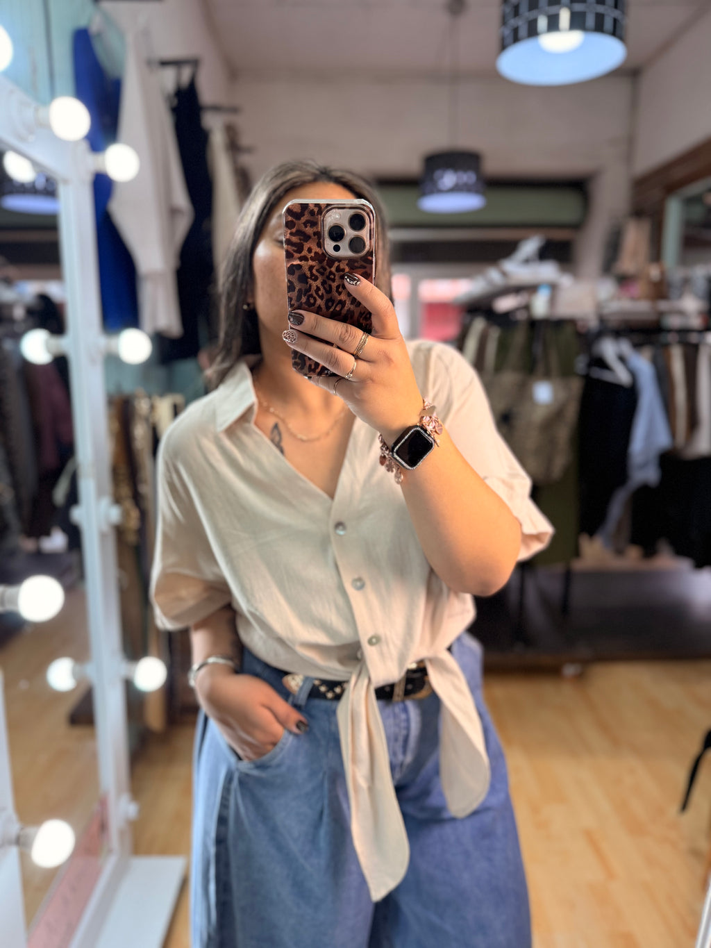 ✨ Blusa de Lino con Amarras – Beige 🤎