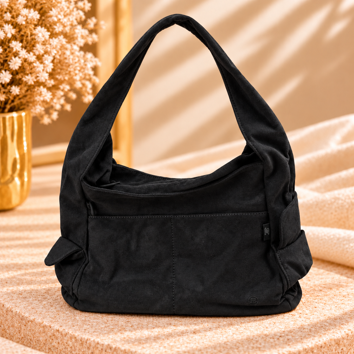 ✨ Bolso de gamuza con bolsillos – Black