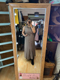 Vestido largo camisero taupe con lazo