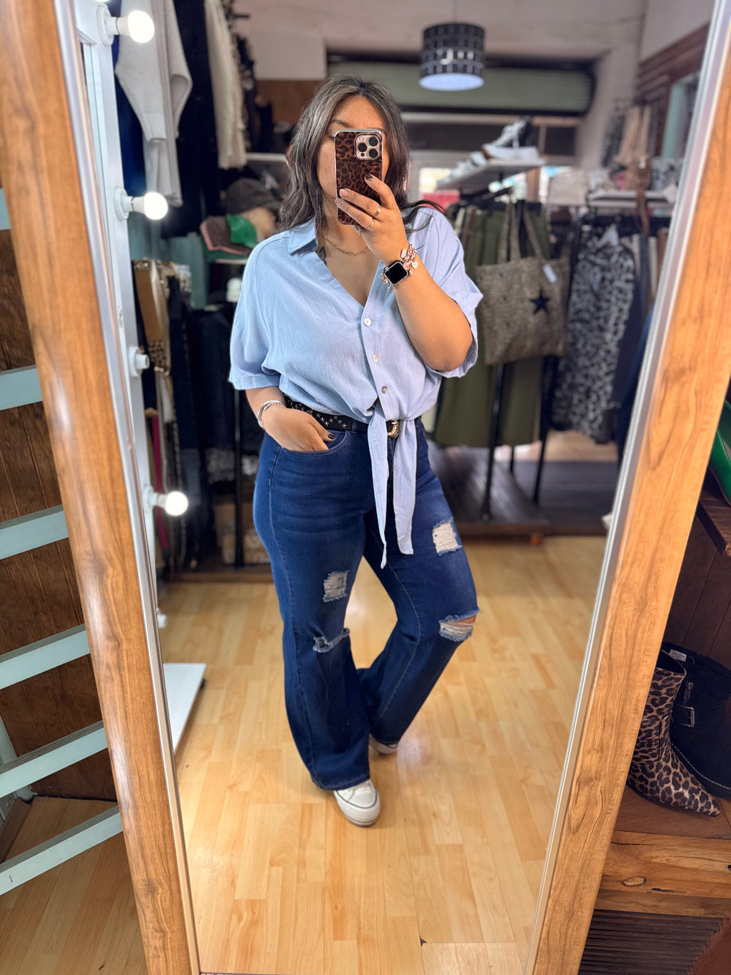 ✨ Blusa de Lino con Amarras – Celeste 🩵