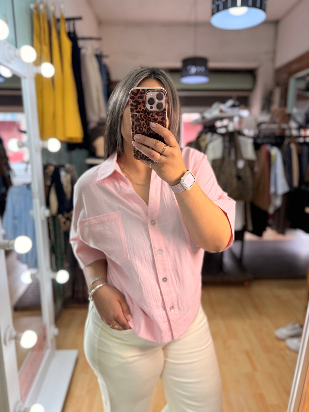 🤍Blusa de lino rosa